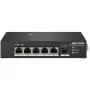 Hikvision DS-3T0306HP Nenodrošināts tīkla slēdzis 5 portu Fast Ethernet PoE Melns