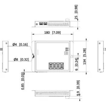 Hikvision DS-3T1510P-SI-FLT(O-STD) 10 portu industriālais viedais pārvaldāmais PoE+ komutators ar 8 Gigabit PoE+ portiem un 2 SFP, 120W budžets, DIN sliede, bez barošanas avota