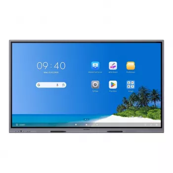 Hikvision DS-D5B65RB/EP 65 inch 4K UHD interaktīvais displejs ar Android 14 EDLA, 40 punktu IR skārienu, 8 GB RAM, 128 GB atmiņu, Wi-Fi 6, 8 MP kameru, 8 mikrofonu bloku