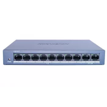 Hikvision DS-XS0110-P 10 portu nepārvaldāms PoE+ slēdzis (8 PoE+ porti, 110W budžets)