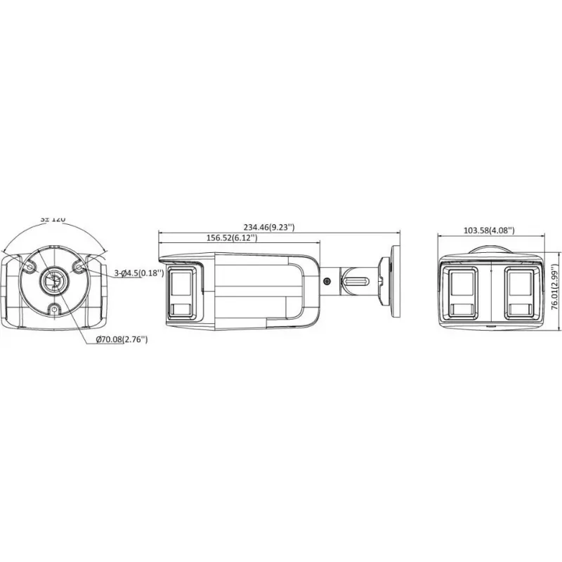 Hikvision Turbo HD ar ColorVu DS-2CE12KF3TP-DLS(180°) 3K Bullet drošības kamera