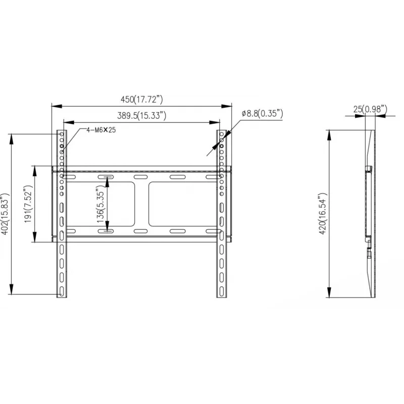 Hikvision Sienas Montāžas Komplekts Monitoram - SPCC Auksti Velmēts Tērauds - Melns - Ekrāna Izmērs: 42 collas-55 collas (106,7-139,7 cm)