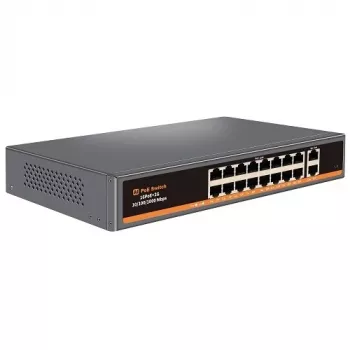 HISMART PoE Switch 100Mbps 16 Port + 2G Uplink