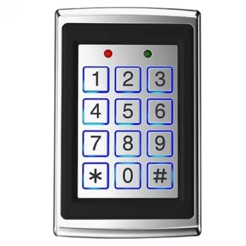 HISMART TV993772 Daudzfunkciju piekļuves kontroles tastatūra ar Mifare karšu lasītāju, PIN, 2000 lietotājiem, IP65, Wiegand 26/34, cinka sakausējums