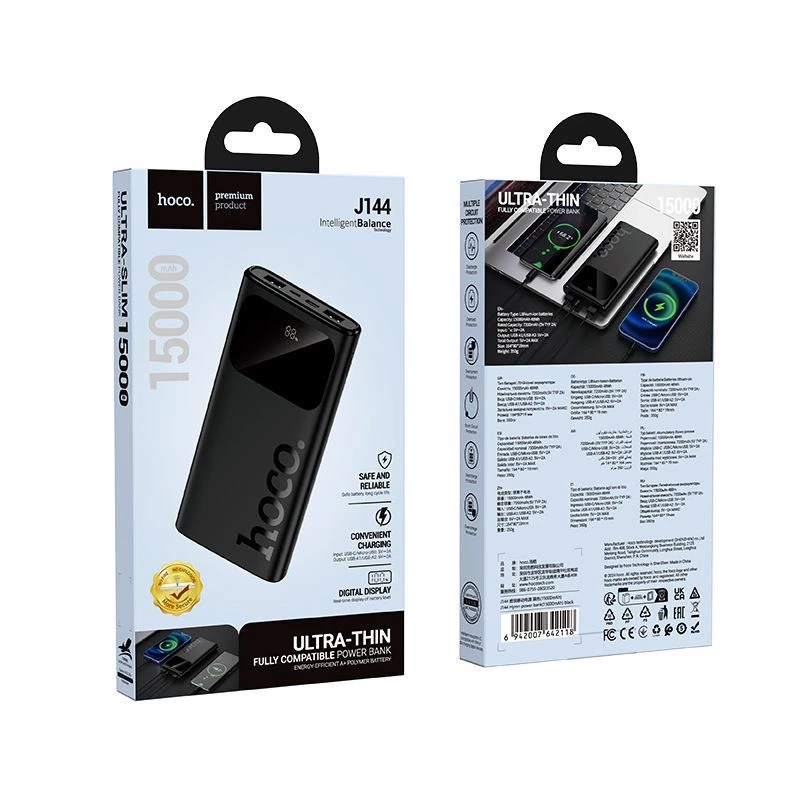 Hoco J144 Hymn Power Bank 15000mAh Melns