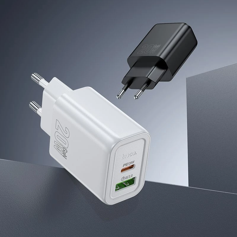 Hoco N61 Gentle PD20W+QC3.0 Lādētājs (ES) Balts