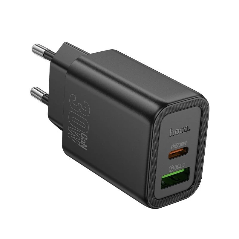 Hoco N63 Gentle PD30W+QC3.0 Lādētājs (ES) Melns