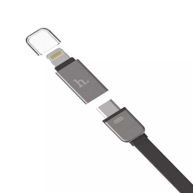Hoco Universal UCL01 Multifunction Apple + Micro USB kabelis, sudraba, 1,2 m