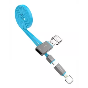 Hoco UPL03 Share Line Apple + Micro USB Blue 2-in-1 Charging & Data Cable 1m