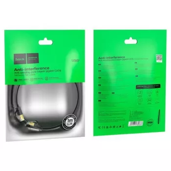 HOCO US07 General Pure Copper Flat Network Cable (1m) Black
