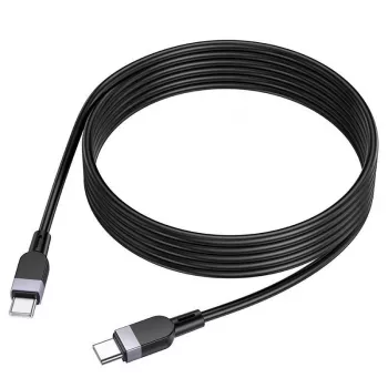 Hoco X109 Energy 60W Silikona uzlādes datu kabelis USB-C uz USB-C 3m Melns