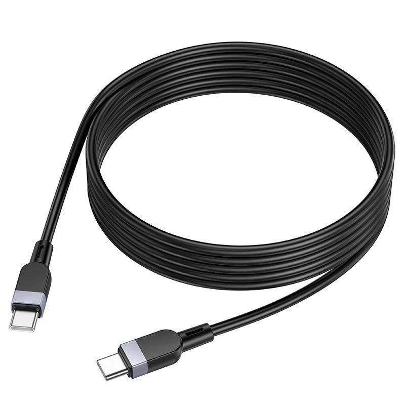 Hoco X109 Energy 60W Silikona uzlādes datu kabelis USB-C uz USB-C 3m Melns
