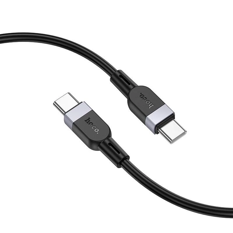 Hoco X109 Energy 60W Silikona uzlādes datu kabelis USB-C uz USB-C 3m Melns