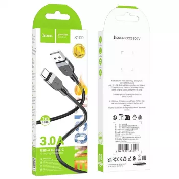 Hoco X109 Energy Silicone Charging Data Cable USB-A to USB-C 1m Black