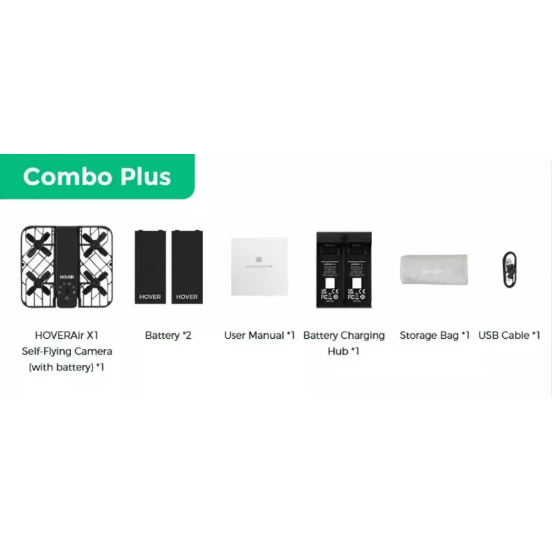 HoverAir X1 drons - Combo Plus mazumtirdzniecība - melns