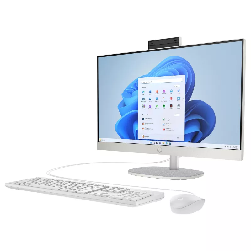 HP 24-cr0430ng 23.8 collu All-in-One galddators, Intel Core i3-1315U, 8GB RAM, 256GB SSD, Windows 11 Home, balts