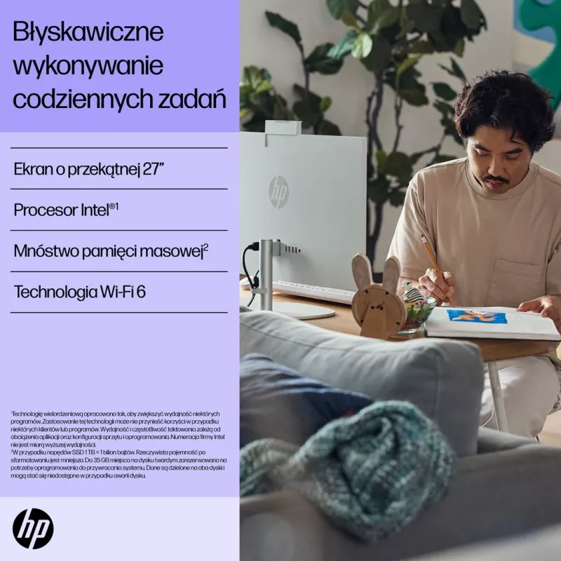 HP 27-cr0224nw Intel Core i5-1335U 27 collu Full HD All-in-One dators, 16 GB DDR4, 512 GB SSD, FreeDOS, Balts
