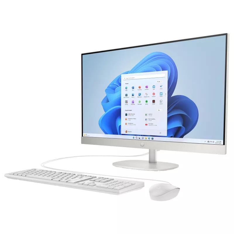 HP 27-cr0457ng All-in-One dators, 27 collu FHD displejs, Intel Core i5-1335U, 8GB RAM, 512GB SSD, Windows 11 Home, balts