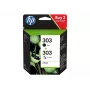 HP 303 Melns/Tri-krāsu oriģinālā tintes kasetne 2 iepakojumā