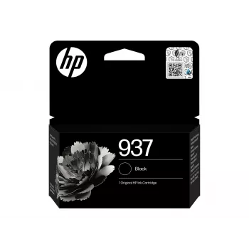 HP 937 melna oriģinālā tintes kasetne – pigmenta bāzes, standarta ietilpība (4S6W5NE#LS3)