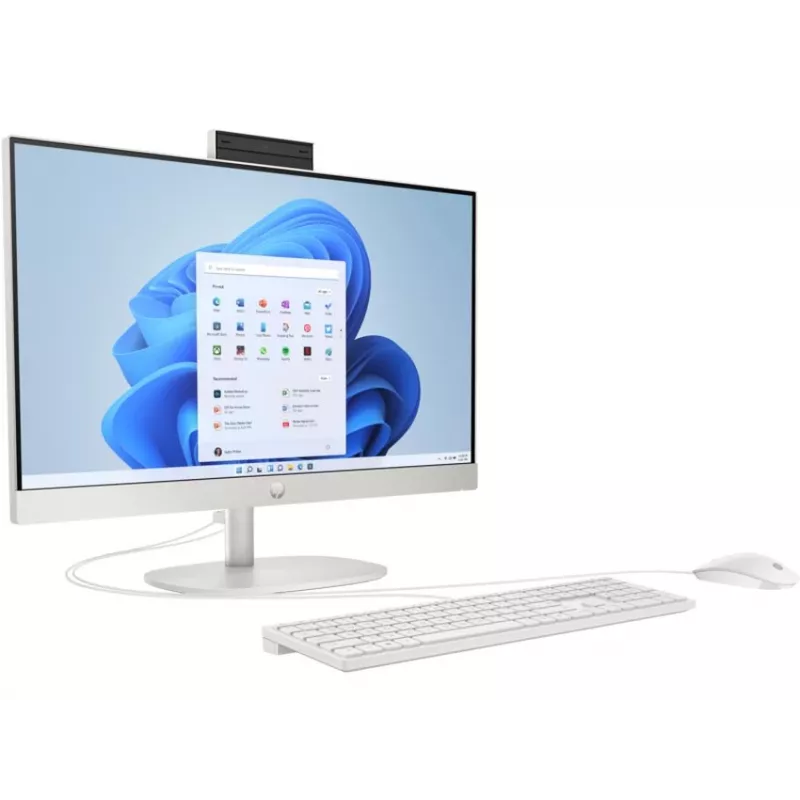 HP All-in-One 24-cr0009nf Desktop PC, Intel Core i5-1335U, 16GB RAM, 512GB SSD, 23.8 inch Full HD IPS Displejs, Windows 11 Home, Balts (atjaunota prece)