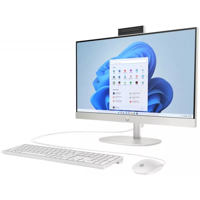 HP All-in-One 24-cr0009nf Desktop PC, Intel Core i5-1335U, 16GB RAM, 512GB SSD, 23.8 inch Full HD IPS Displejs, Windows 11 Home, Balts (atjaunota prece)