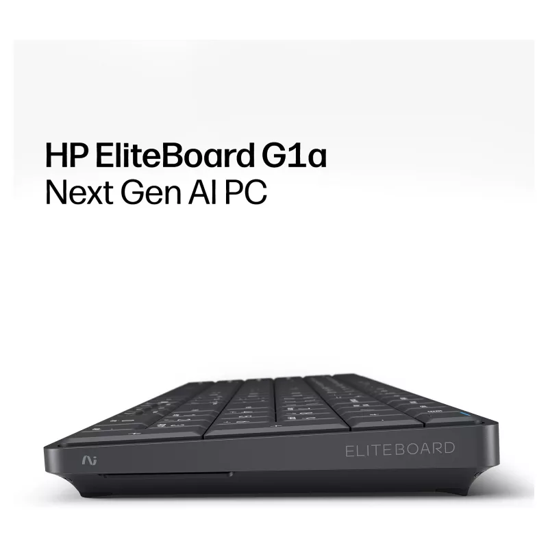 HP EliteBoard G1a Next Gen AI PC - AMD Ryzen AI 5, 16GB RAM, 512GB SSD, Windows 11 Pro, Wi-Fi 6E, Melns