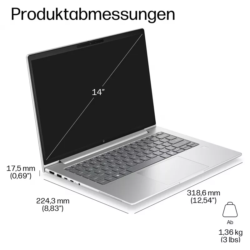 HP EliteBook 6 G2i Notebook AI - Intel Core 7 350 / 1.5 GHz - 32 GB RAM - 1 TB SSD - 14 collu WUXGA IPS - Windows 11 Pro - Wi-Fi 7 - Sudraba