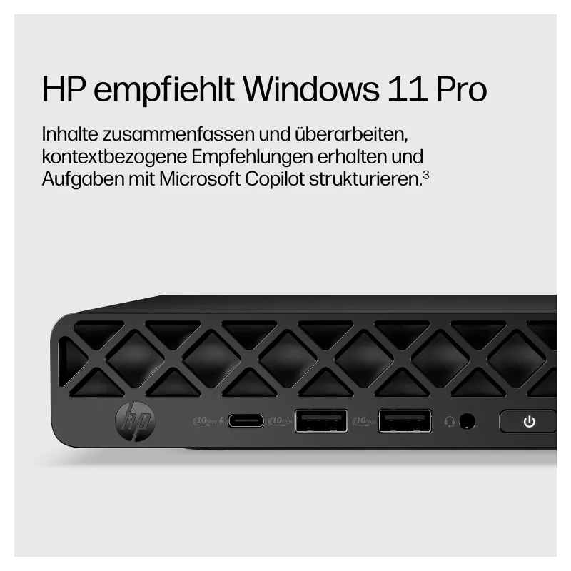 HP EliteDesk 8 Mini G2a Mini dators, AMD Ryzen AI 5 435, 16GB RAM, 512GB SSD, Windows 11 Pro, Melns