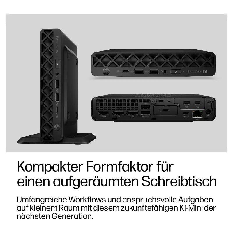 HP EliteDesk 8 Mini G2a Mini dators, AMD Ryzen AI 5 435, 16GB RAM, 512GB SSD, Windows 11 Pro, Melns