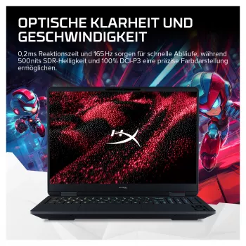 HP HyperX OMEN 16-am2170ng spēļu klēpjdators, 16,1 collu QHD 165Hz, Intel Core i7-14650HX, 16GB RAM, 512GB SSD, GeForce RTX 5070, FreeDOS, vācu tastatūra