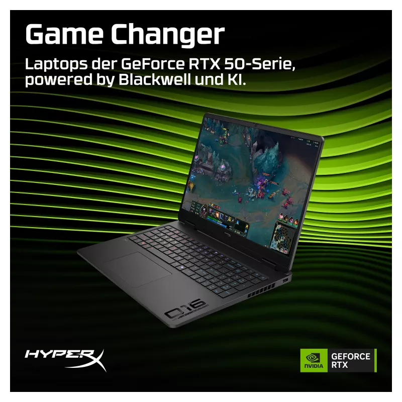 HP HyperX OMEN 16-am2171ng spēļu klēpjdators, 16,1 collu QHD 165Hz, Intel Core i7-14650HX, 16GB RAM, 512GB SSD, NVIDIA GeForce RTX 5070, Windows 11 Home, vācu tastatūra