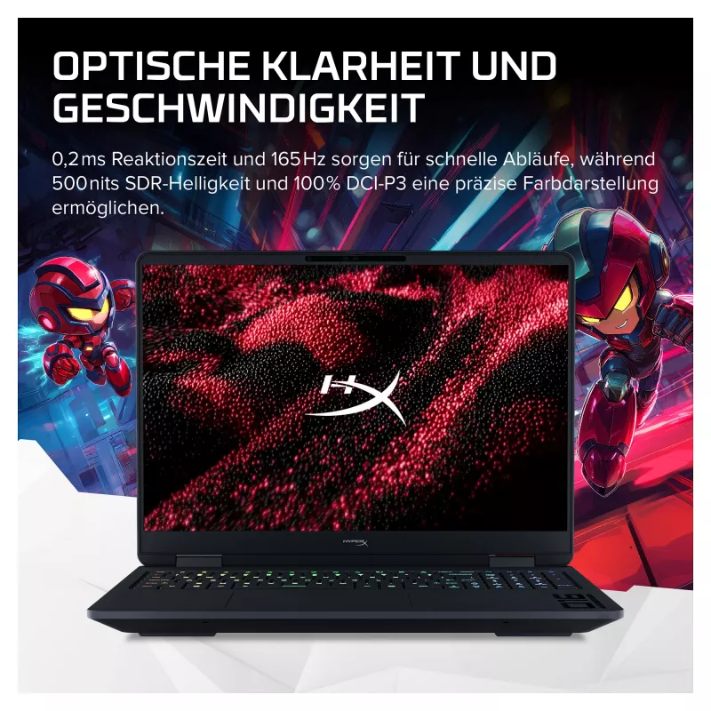 HP HyperX OMEN 16-ap1492ng spēļu klēpjdators, 16,1 collu QHD 165Hz, AMD Ryzen 9 8940HX, 24GB DDR5, 512GB SSD, RTX 5070 8GB, Windows 11 Home, vācu tastatūra