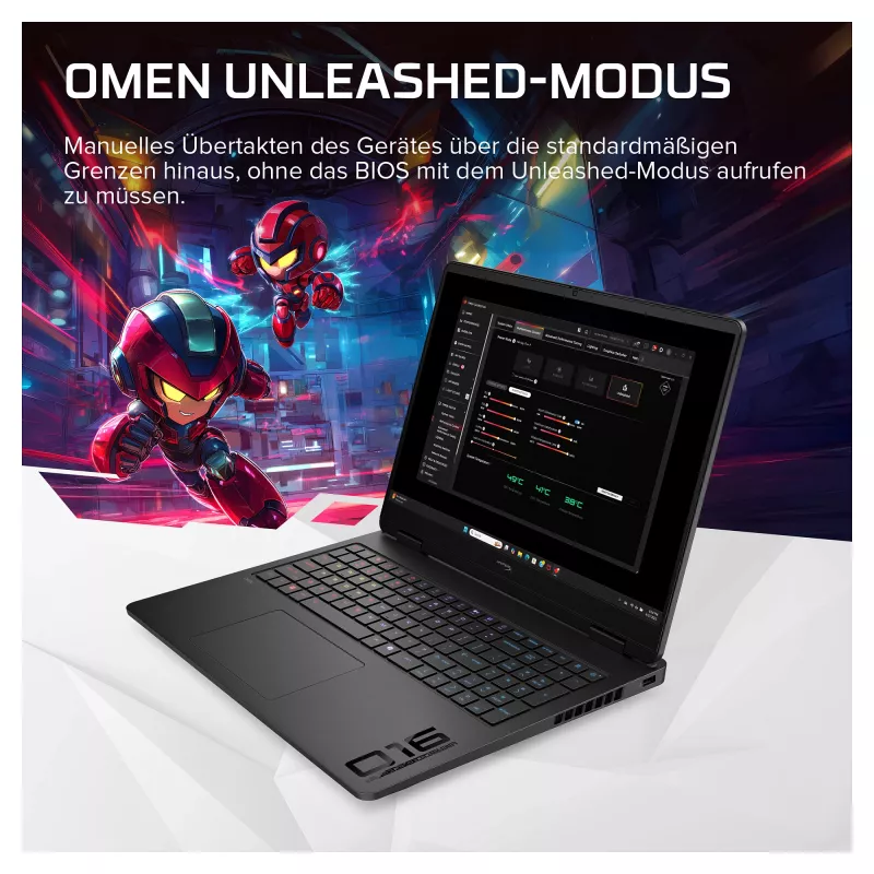 HP OMEN 16-ap1495ng spēļu klēpjdators, 16,1 collu QHD 165Hz, AMD Ryzen 9 8940HX, 24GB RAM, 1TB SSD, RTX 5060, Windows 11 Home, vācu tastatūra