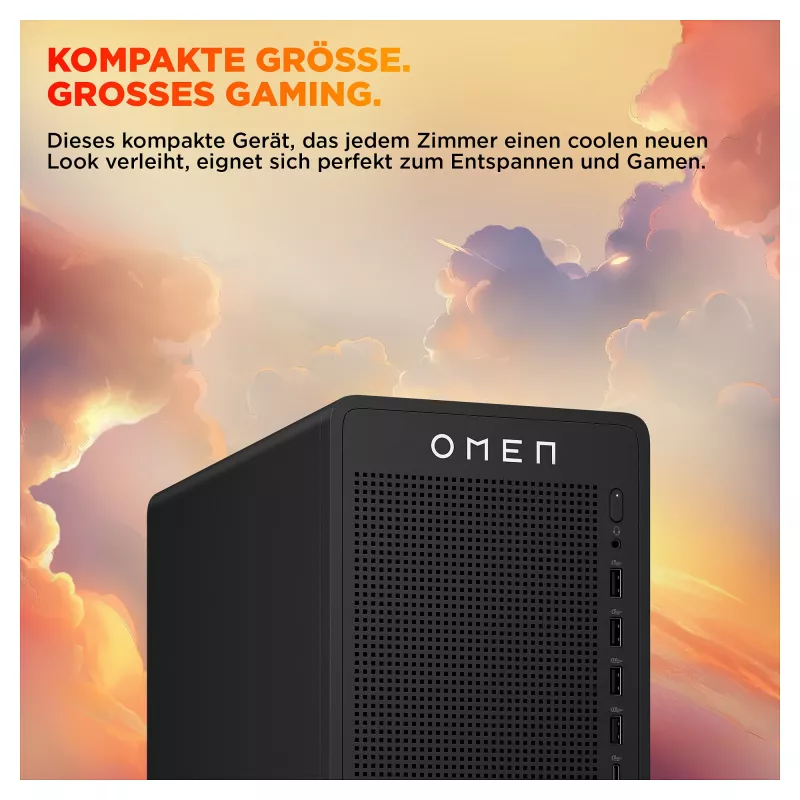 HP OMEN 16L TG03-0451ng spēļu galddators, AMD Ryzen 5 8400F, 16GB DDR5, 512GB SSD, NVIDIA GeForce RTX 5050, bez OS, melns
