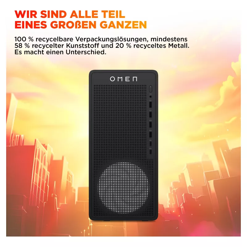 HP OMEN 16L TG03-0451ng spēļu galddators, AMD Ryzen 5 8400F, 16GB DDR5, 512GB SSD, NVIDIA GeForce RTX 5050, bez OS, melns