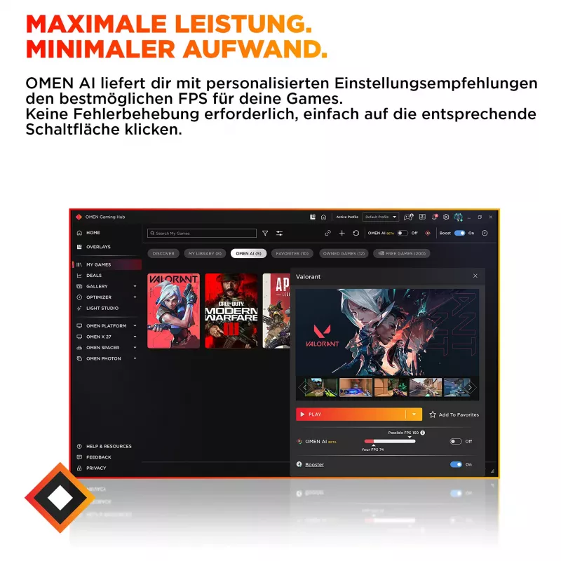 HP OMEN 16L TG03-0473ng spēļu galddators (Ryzen 7 8700F, 16GB DDR5, 1TB SSD, RTX 5060 Ti, bez OS, Shadow melns)