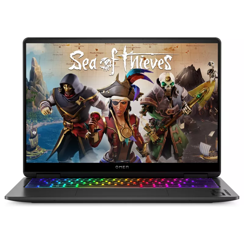 HP OMEN Transcend 14-fb1196ng spēļu klēpjdators, 14 collu 2.8K OLED 120Hz, Intel Core Ultra 9 285H, 32GB RAM, 2TB SSD, RTX 5070, Windows 11 Home, vācu QWERTZ, Shadow Black