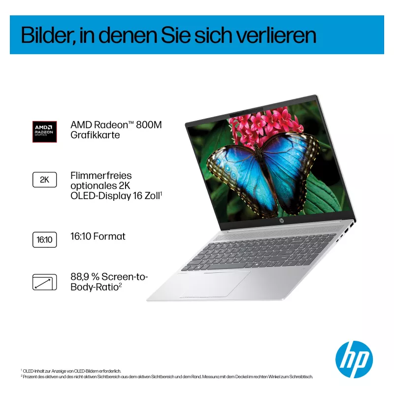 HP OmniBook 5 16-ag1451ngx AMD Ryzen AI 5 330 16GB 512GB SSD W11 Home 16 collu WUXGA klēpjdators (Natural Silver, vācu QWERTZ)