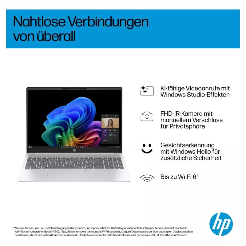 HP OmniBook 5 16-ag1451ngx AMD Ryzen AI 5 330 16GB 512GB SSD W11 Home 16 collu WUXGA klēpjdators (Natural Silver, vācu QWERTZ)