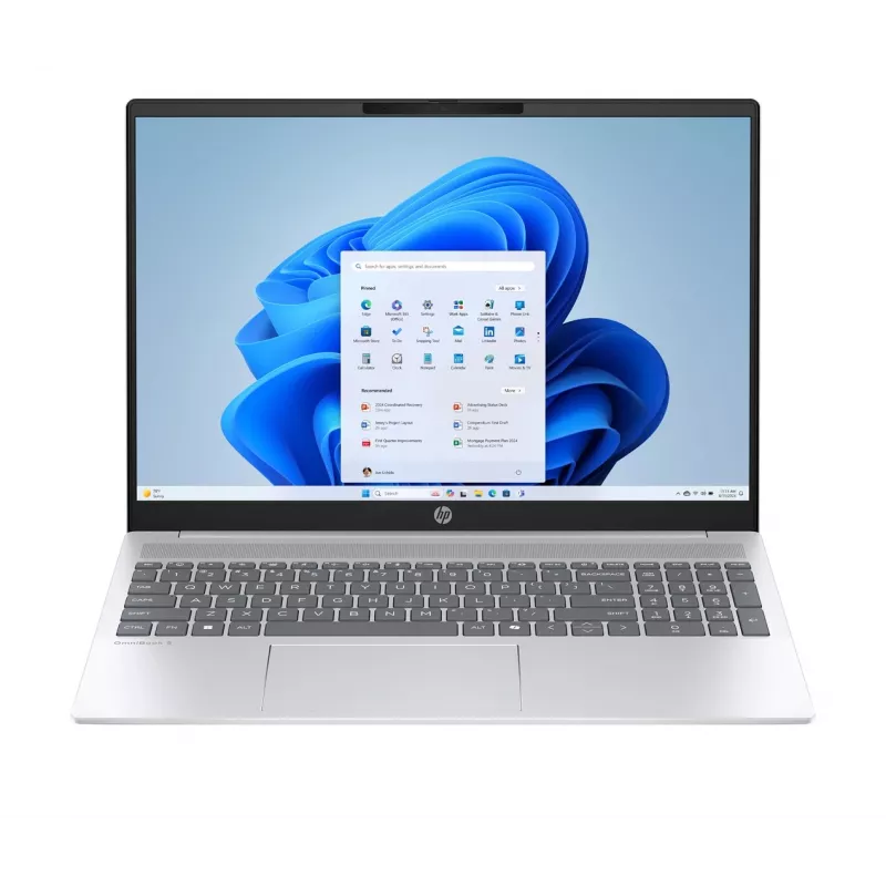 HP OmniBook 5 16-bc1019nw, 16 collu IPS 300nits Anti-Glare, AMD Ryzen 7 8840U, 16GB LPDDR5X, 512GB SSD, AMD Radeon 780M, 1080p tīmekļa kamera, 59Wh, bez OS, Glacier Silver, 2 gadu garantija