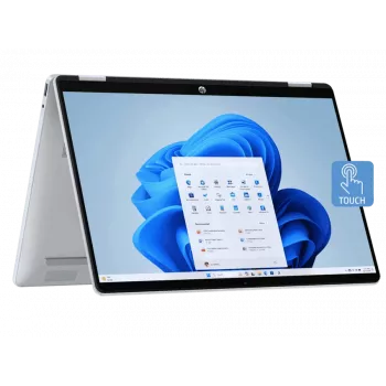 HP OmniBook 5 Flip 14-fp0011nx Convertible Laptop, Intel Core 5 120U, 16 GB RAM, 512 GB SSD, 14.0 inch WUXGA Touchscreen, Windows 11 Home, Natural Silver (atjaunota prece)
