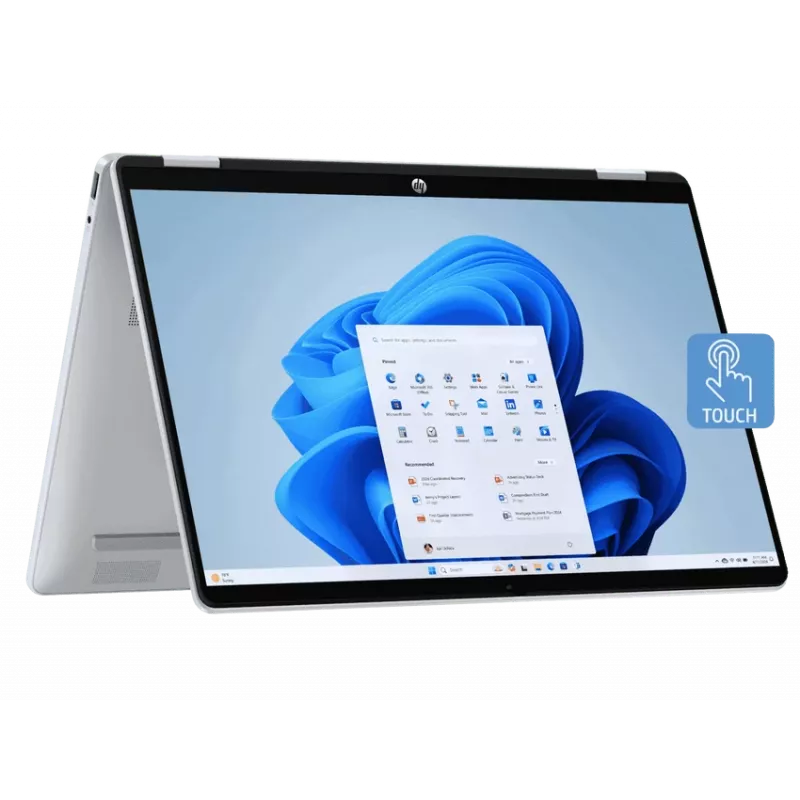 HP OmniBook 5 Flip 14-fp0011nx Convertible Laptop, Intel Core 5 120U, 16 GB RAM, 512 GB SSD, 14.0 inch WUXGA Touchscreen, Windows 11 Home, Natural Silver