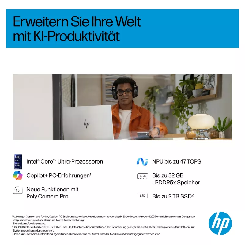 HP OmniBook 7 17-dc0573ng Intel Core 7 256V 16GB RAM 1TB SSD Windows 11 Pro 17,3 collu Full HD klēpjdators, sudraba