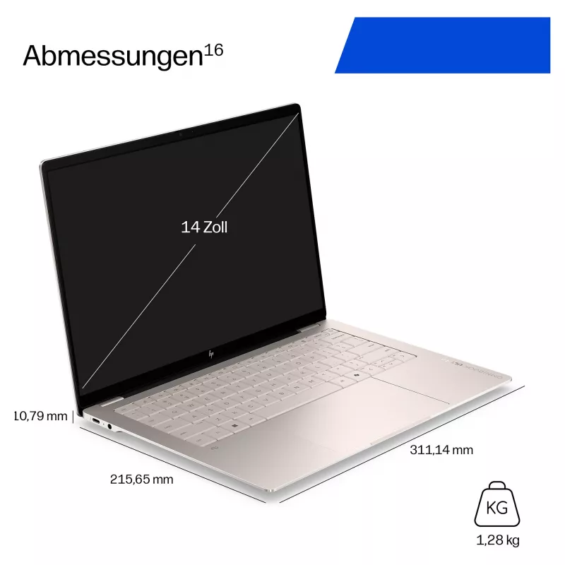 HP OmniBook Ultra 14-kd0471ngx klēpjdators, Intel Core 7 356H, 32GB RAM, 1TB SSD, 14 collu skārienekrāns, Windows 11 Home, vācu tastatūra