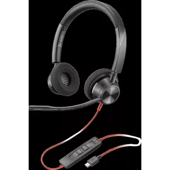 HP Poly Blackwire 3320-M USB-C vadu austiņas ar bomi mikrofonu, trokšņu slāpēšana, melna