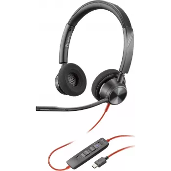 HP Poly Blackwire 3320-M USB-C vadu austiņas ar bomi mikrofonu, trokšņu slāpēšana, melna