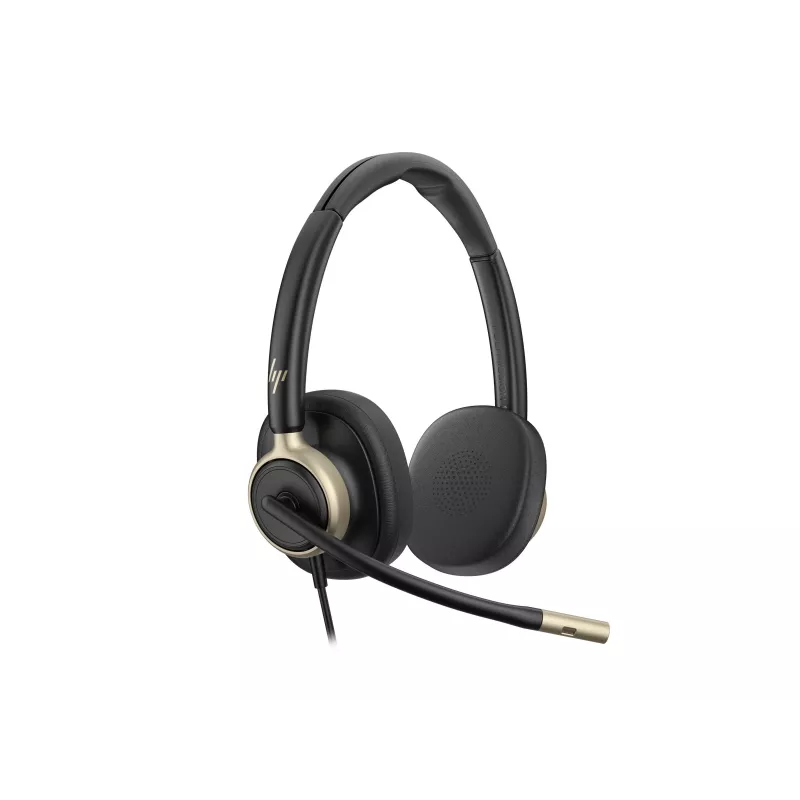 HP Poly Mission 825 Stereo USB vadu austiņas ar aktīvo trokšņu slāpēšanu, melnas, sertificētas Microsoft Teams, Zoom, Google Meet, Works With Chromebook
