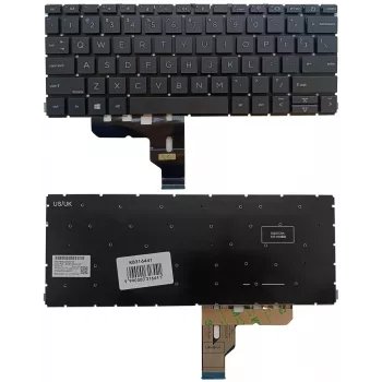 HP ProBook 430 G8/G9, 435 G7/G8 ASV angļu valodas tastatūra ar apgaismojumu (melna)