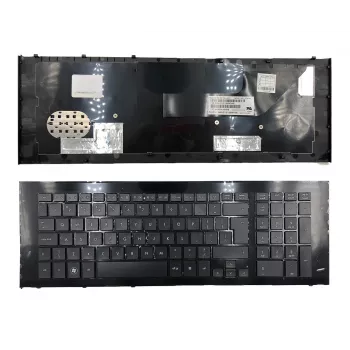 HP ProBook 4720s UK klaviatūra - melna, pilna izmēra, Chiclet, šķērveida slēdži, ciparu tastatūra, iekšējais lentveida kabelis